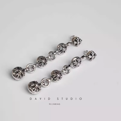 CROSSBALL THREE DROP EARRING