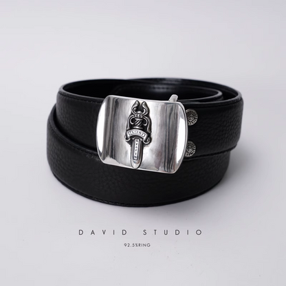 DAGGER BUCKLE COWHIDE LEATHER BELT