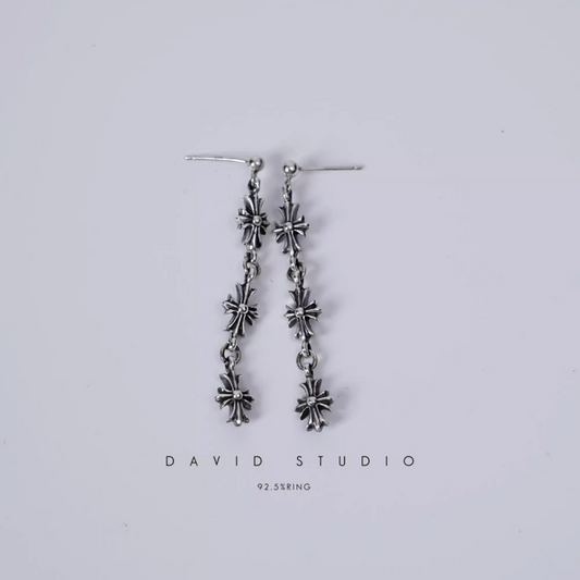 3 DROP CROSS EARRING