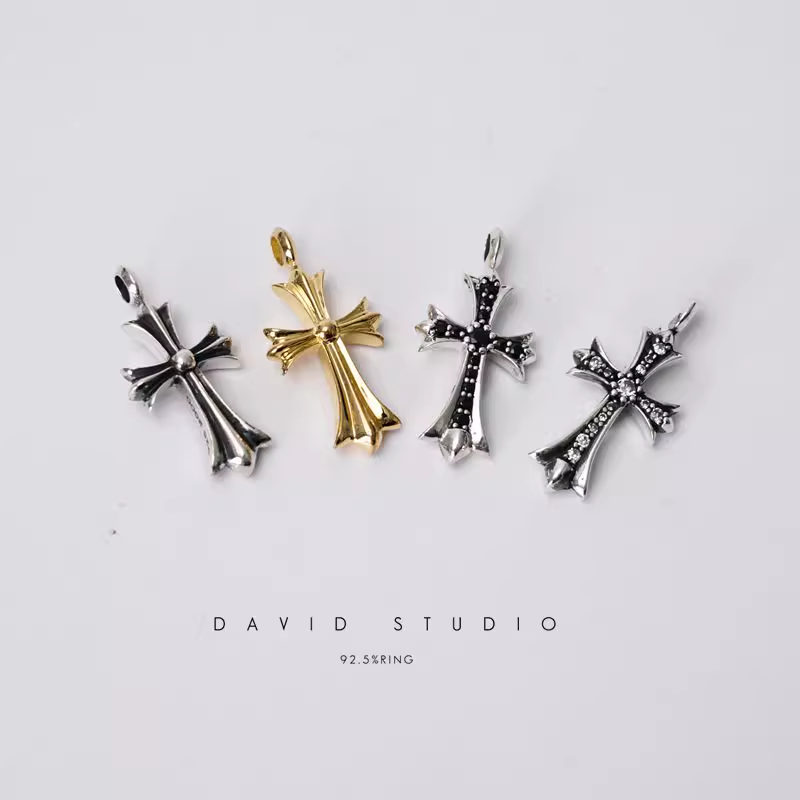 SMALL CROSS CHARM WITH DIAMONDS