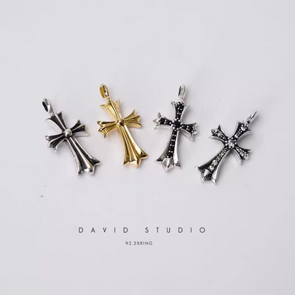 SMALL CROSS CHARM WITH DIAMONDS