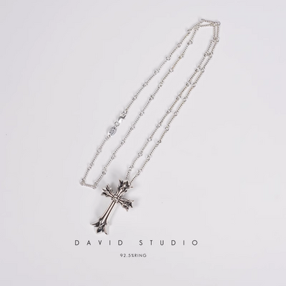 SMALL DOUBLE CROSS PENDANT – TWIST CHAIN