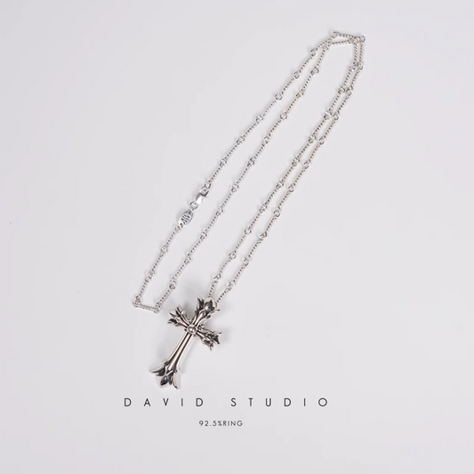SMALL DOUBLE CROSS PENDANT – TWIST CHAIN