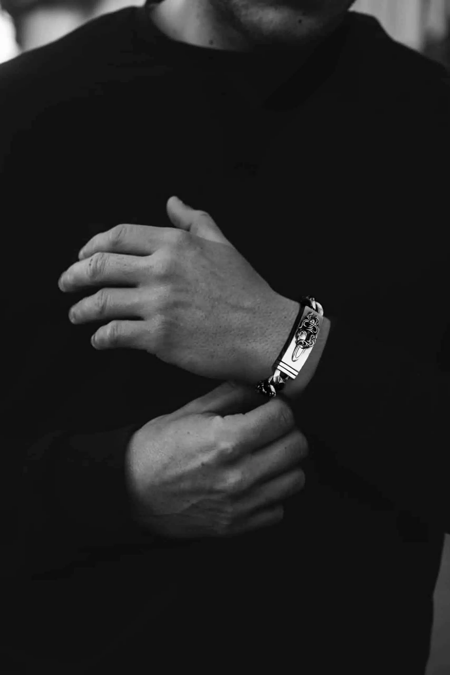 DOUBLE ID FANCY LINK BRACELET