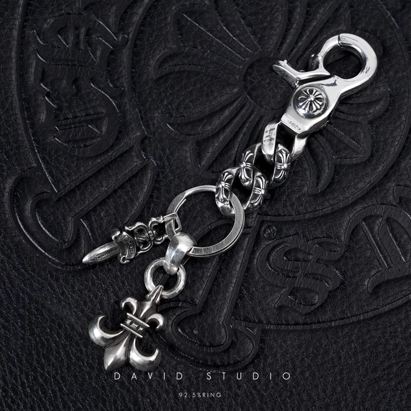 FANCY LINK KEY CHAIN WITH BS FLEUR AND DAGGER KEY RING