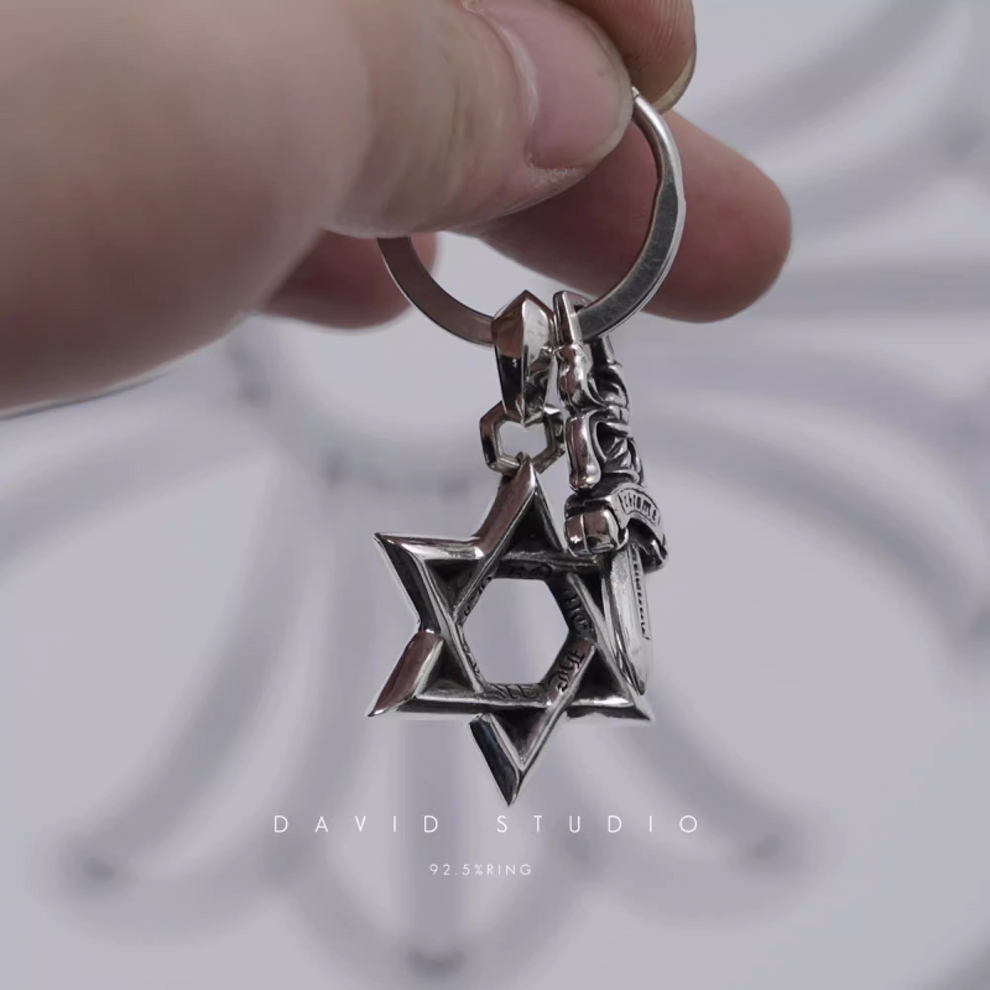 David Studio Chrome Hearts Star Of David And Dagger Key Ring – David_Studio