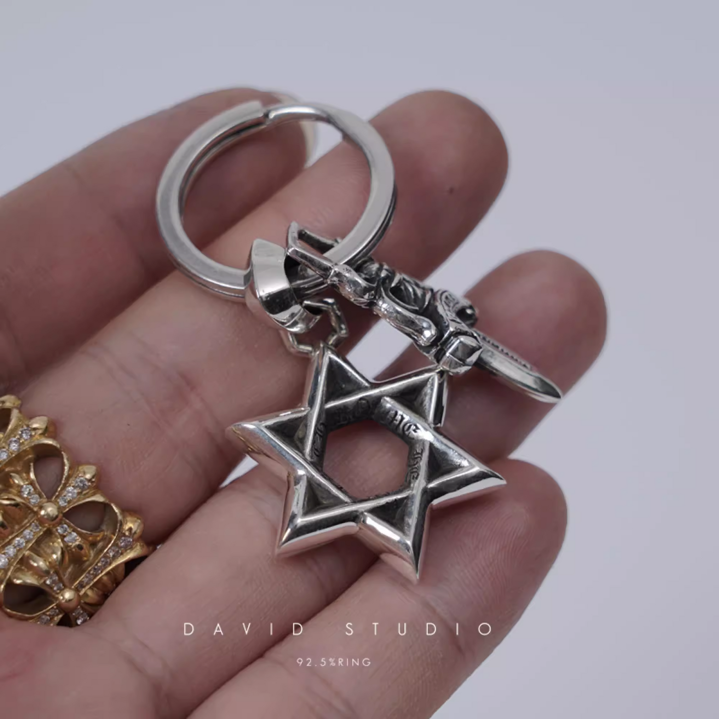 STAR OF DAVID AND DAGGER KEY RING