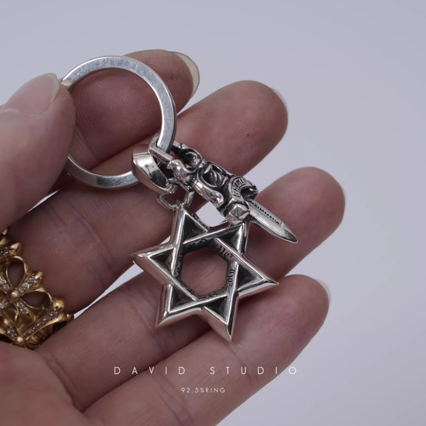 STAR OF DAVID AND DAGGER KEY RING