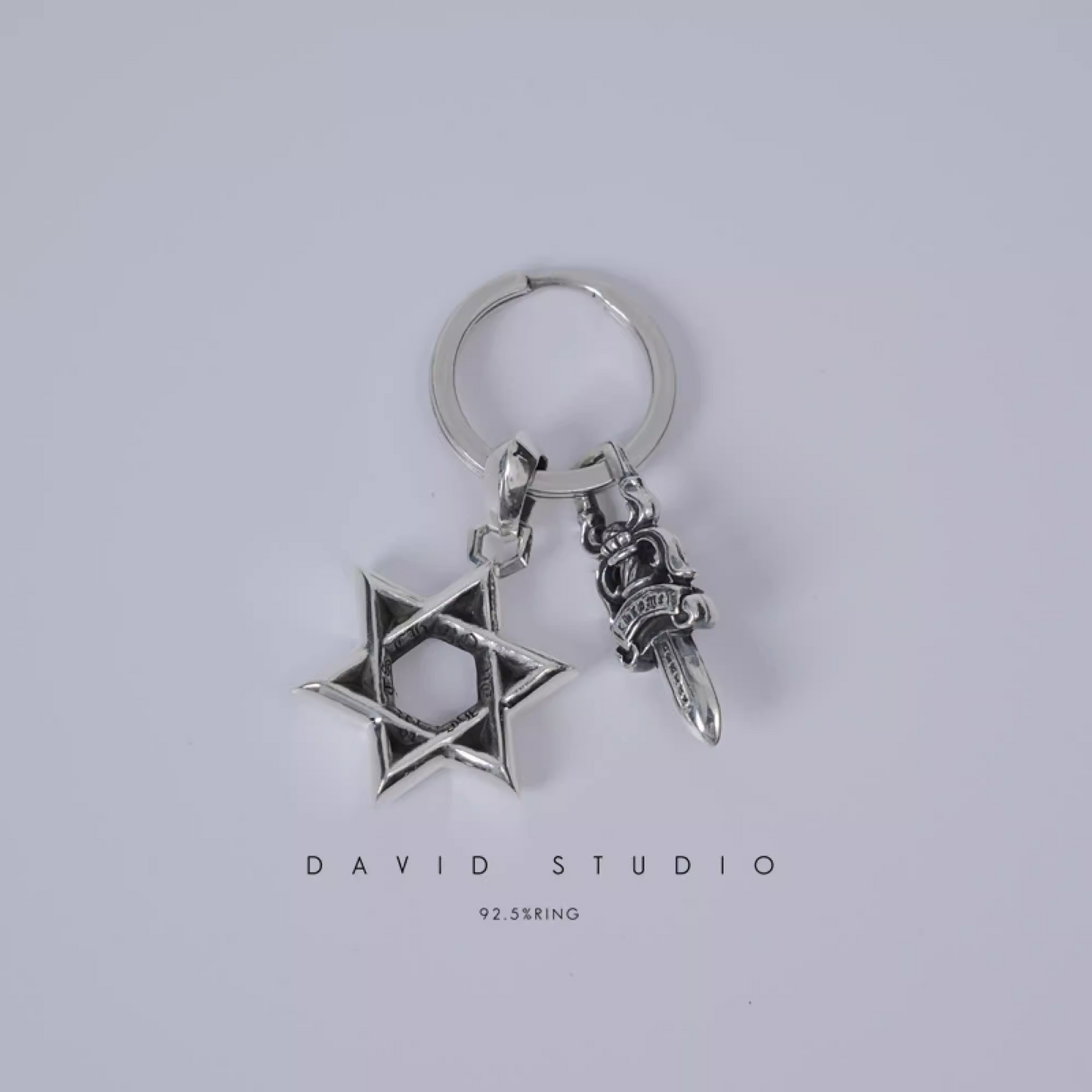 STAR OF DAVID AND DAGGER KEY RING