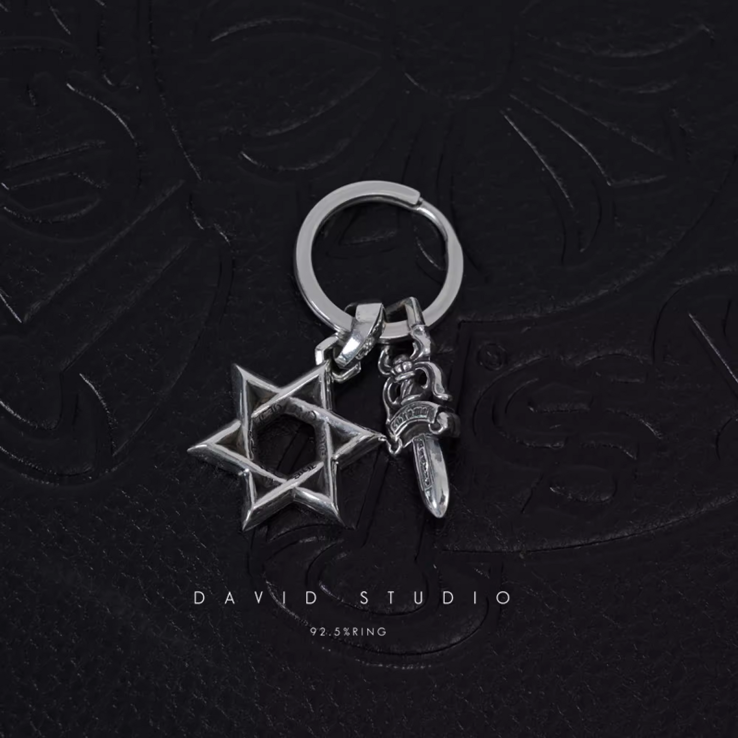 STAR OF DAVID AND DAGGER KEY RING