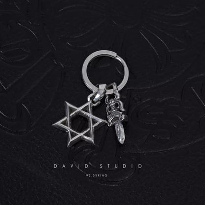 STAR OF DAVID AND DAGGER KEY RING