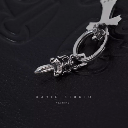 DOUBLE CROSS AND DAGGER KEY RING