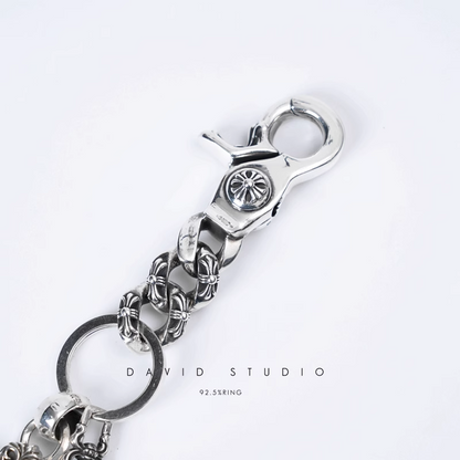 FANCY LINK KEY CHAIN WITH XS FILIGREE CROSS AND DAGGER KEY RING