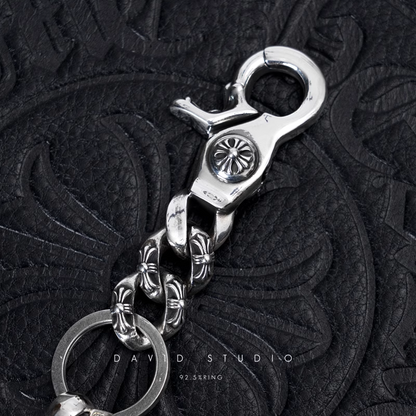 FANCY LINK KEY CHAIN WITH XS FILIGREE CROSS AND DAGGER KEY RING