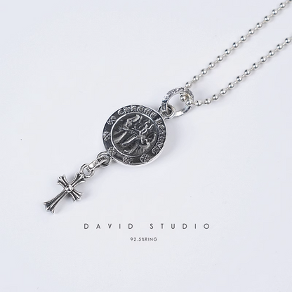 ANGEL MEDALLION BABY CROSS CHARM – BALL CHAIN