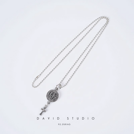 ANGEL MEDALLION BABY CROSS CHARM – BALL CHAIN