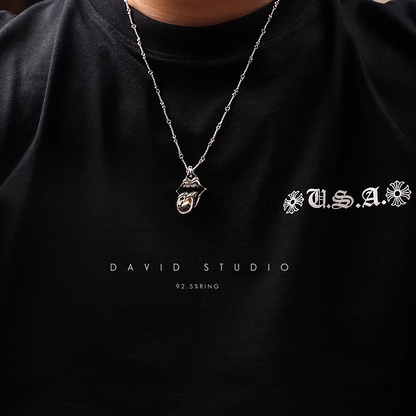ROLLING STONES LIP & TONGUE PENDANT – TWIST CHAIN