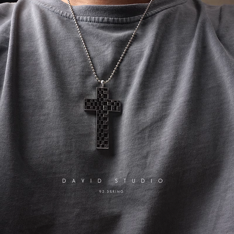 CHESSBOARD CROSS PENDANT – BALL CHAIN