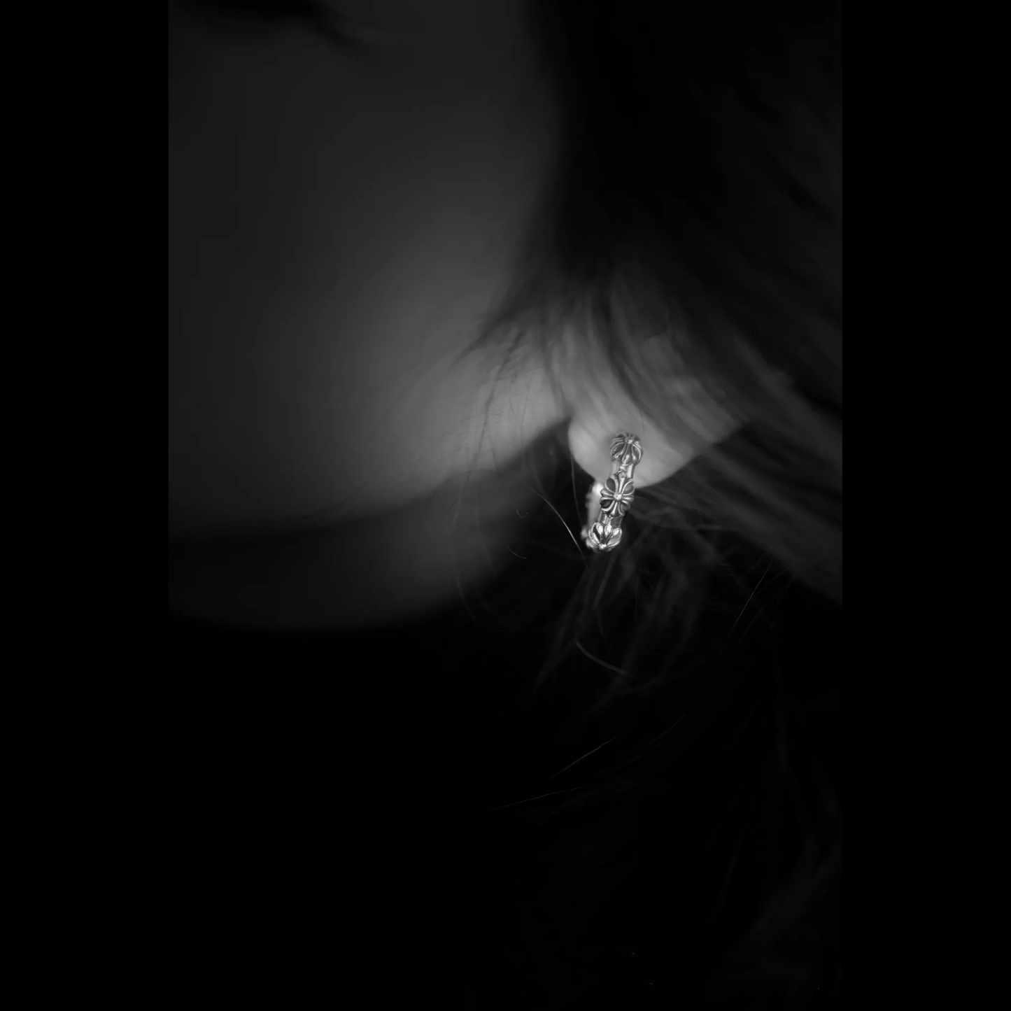 CROSS HOOP EARRING