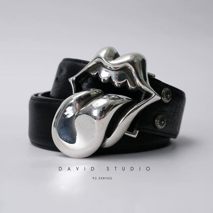ROLLING STONES BUCKLE COWHIDE LEATHER BELT