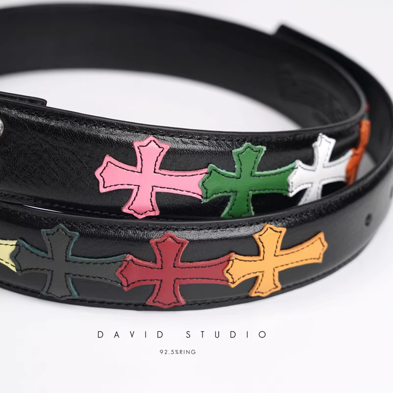 MULTI COLOR CROSS COWHIDE LEATHER BELT