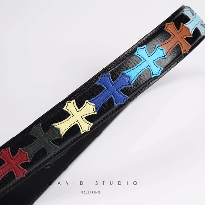 MULTI COLOR CROSS COWHIDE LEATHER BELT