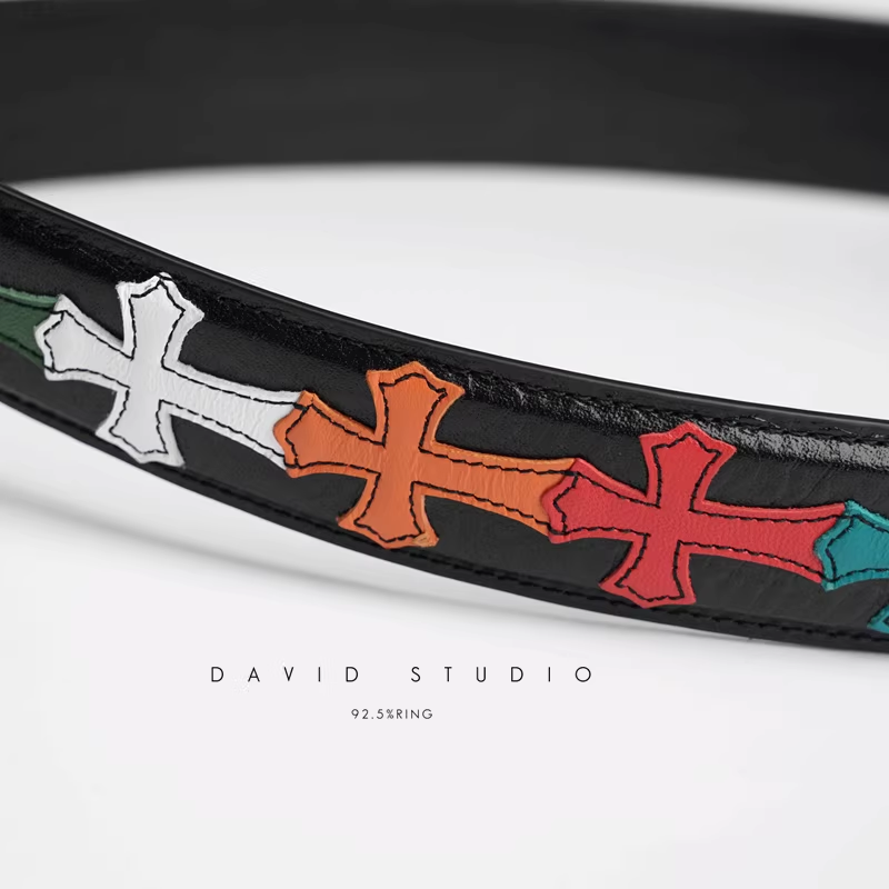 MULTI COLOR CROSS COWHIDE LEATHER BELT