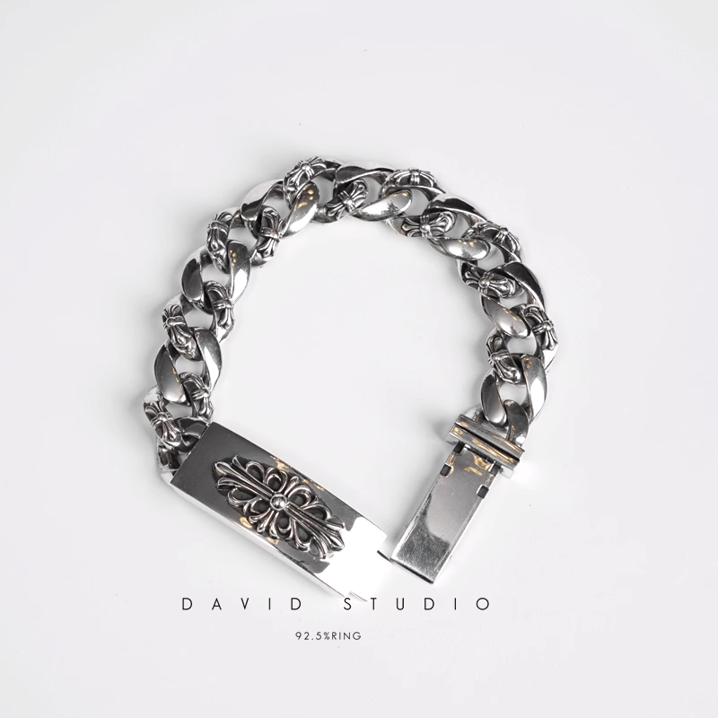 FLORAL CROSS FANCY CHAIN BRACELET