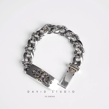 FLORAL CROSS FANCY CHAIN BRACELET