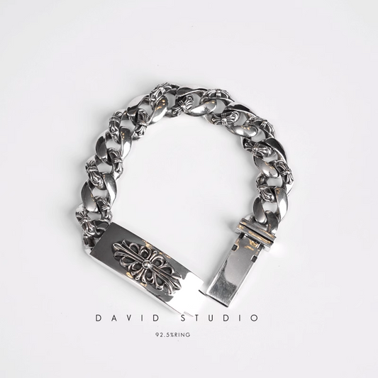 FLORAL CROSS FANCY CHAIN BRACELET