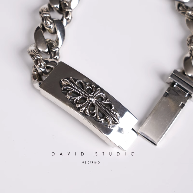 FLORAL CROSS FANCY CHAIN BRACELET