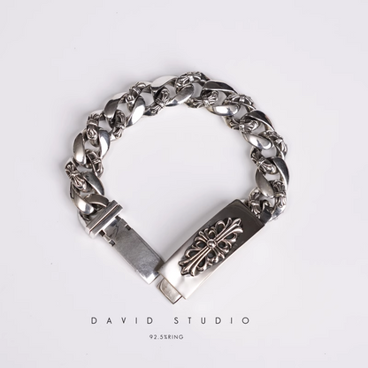 FLORAL CROSS FANCY CHAIN BRACELET