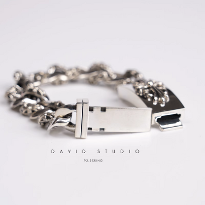 FLORAL CROSS FANCY CHAIN BRACELET