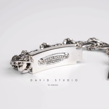 FLORAL CROSS FANCY CHAIN BRACELET