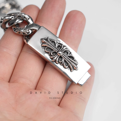 FLORAL CROSS FANCY CHAIN BRACELET