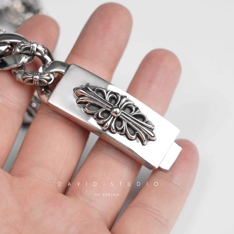 FLORAL CROSS FANCY CHAIN BRACELET