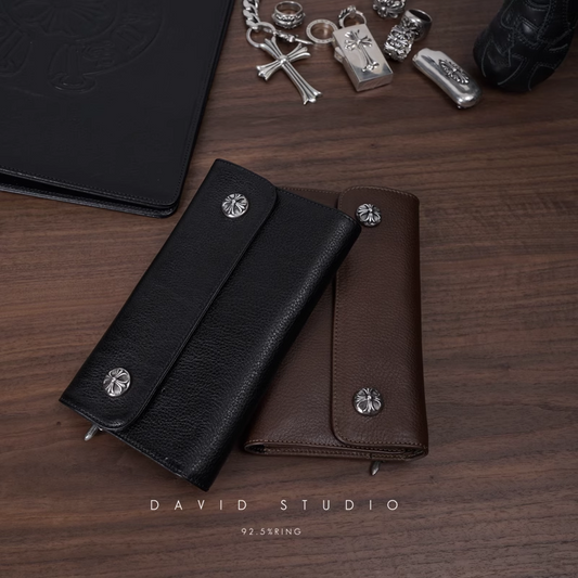 2 DAGGER ZIP 2 SNAP CROSS BUTTON LONG WALLET