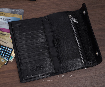 2 DAGGER ZIP 2 SNAP CROSS BUTTON LONG WALLET