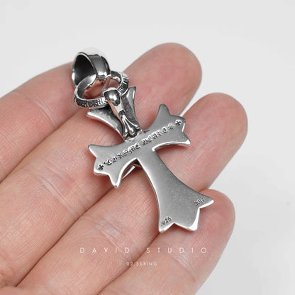 SMALL CROSS HEART PENDANT WITH BAIL