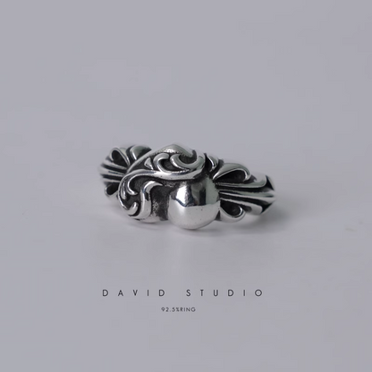 FLORAL CROSS HEART RING