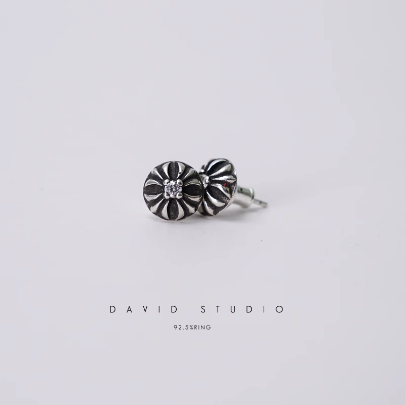 CROSS BALL STUD WITH DIAMOND
