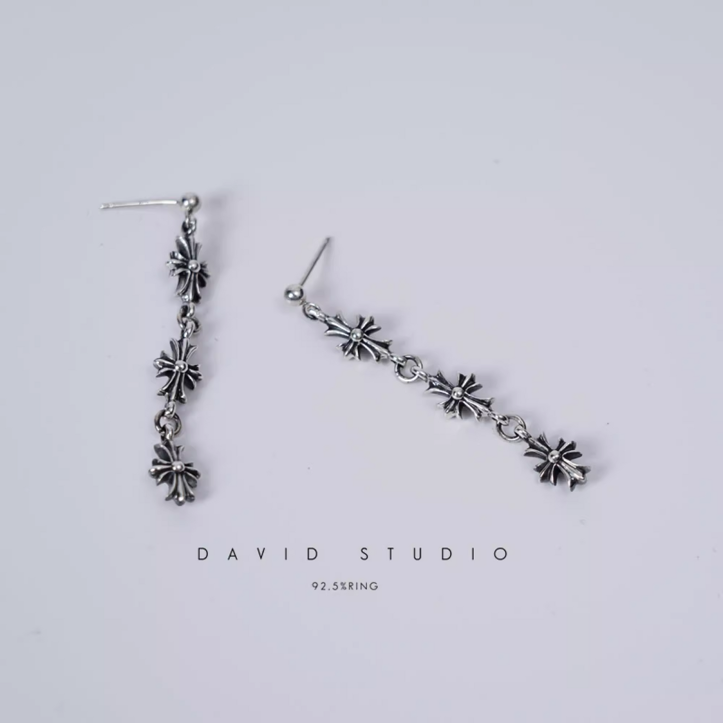 3 DROP CROSS EARRING