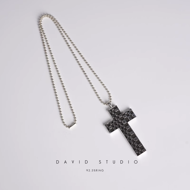 CHESSBOARD CROSS PENDANT – BALL CHAIN