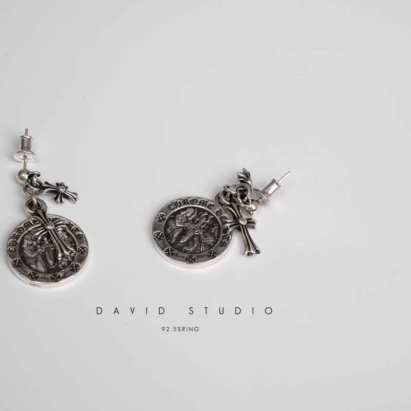 CROSS ANGEL MEDALLION EARRING