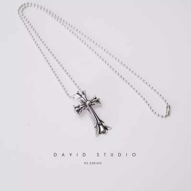 SMALL DOUBLE CROSS PENDANT – BALL CHAIN