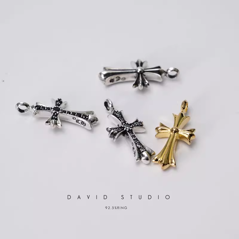 SMALL CROSS CHARM WITH DIAMONDS