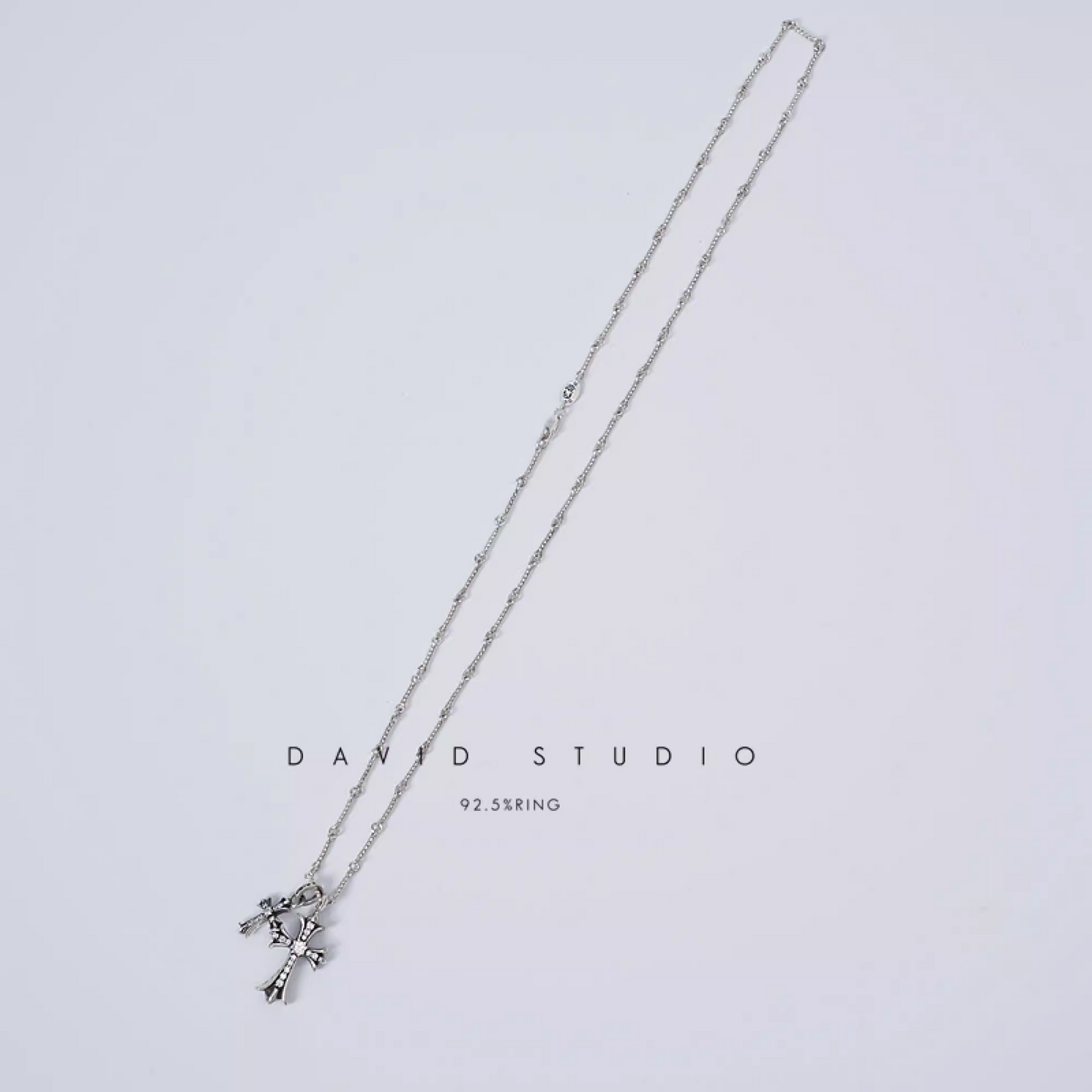 SMALL CROSS AND BABYFAT CHARM NECKLACE WITH DIAMONDS – TWIST CHAIN