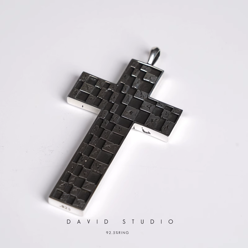 CHESSBOARD CROSS PENDANT
