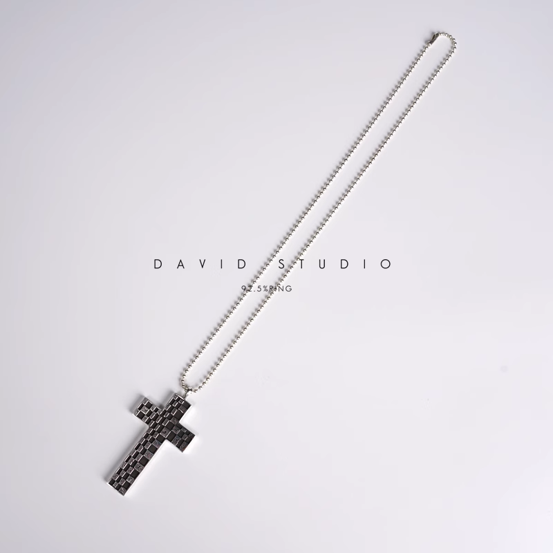 CHESSBOARD CROSS PENDANT – BALL CHAIN