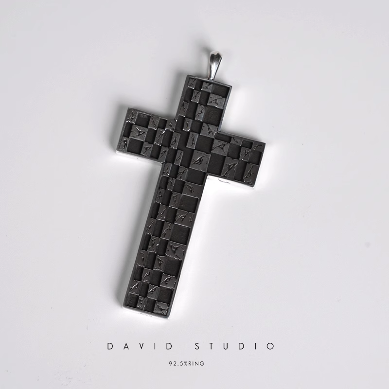 CHESSBOARD CROSS PENDANT